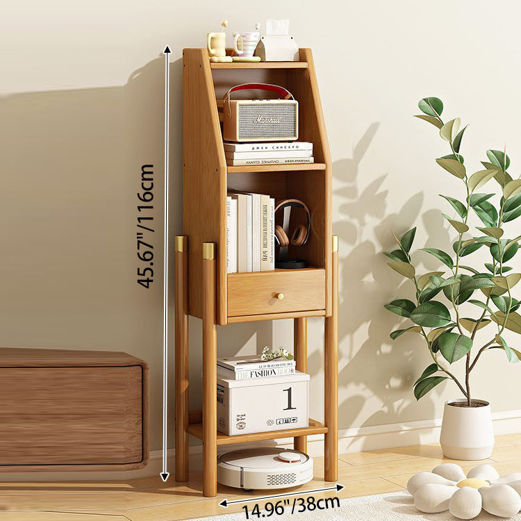 Vintage Bamboo Sideboard 3/4-Tier Display Rack With Drawer