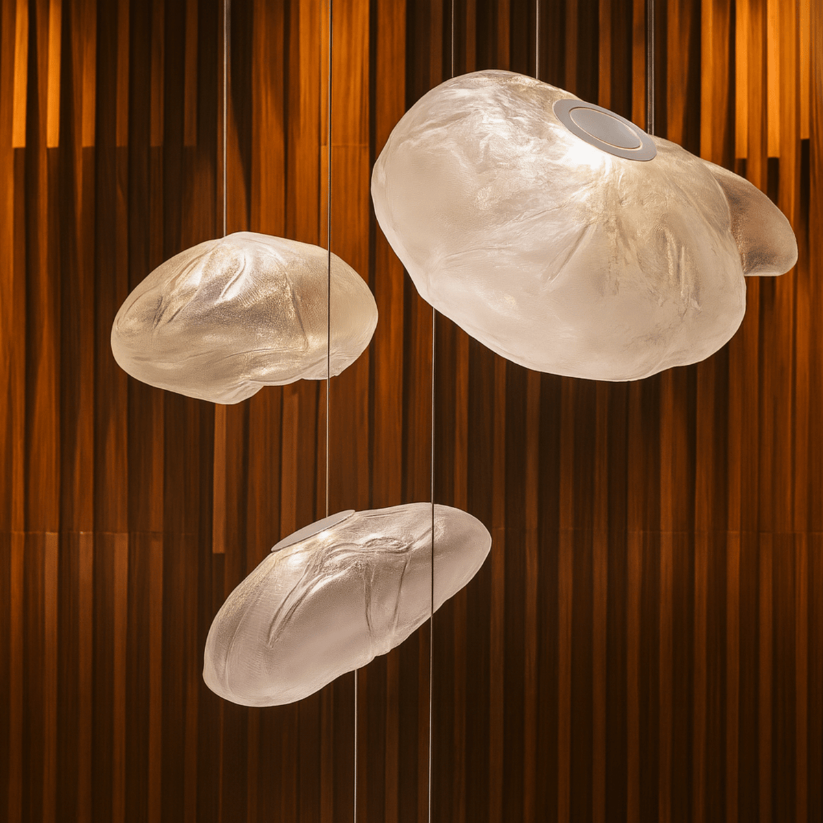 Cloud Shaped Glass Pendant Light, Smoky Gray, Clear or Amber