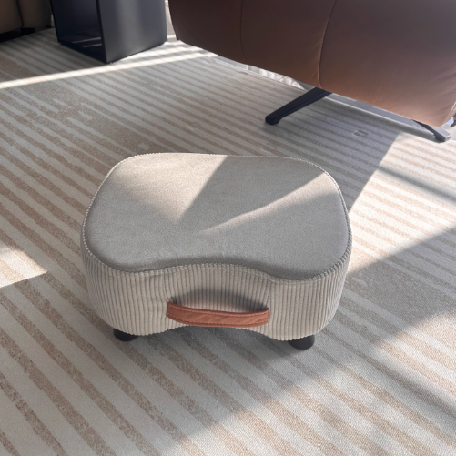 Contemporary Nordic Cuboid Portable Flannelette Tech Fabric Solid Wood Footstool Backless Armless For Living Room