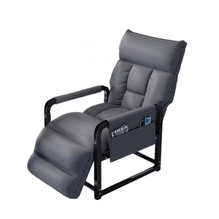 Contemporary Scandinavian Tech Fabric Metal Rounded Rectangular Accent Chair With Armrest And Backrest For Home Office