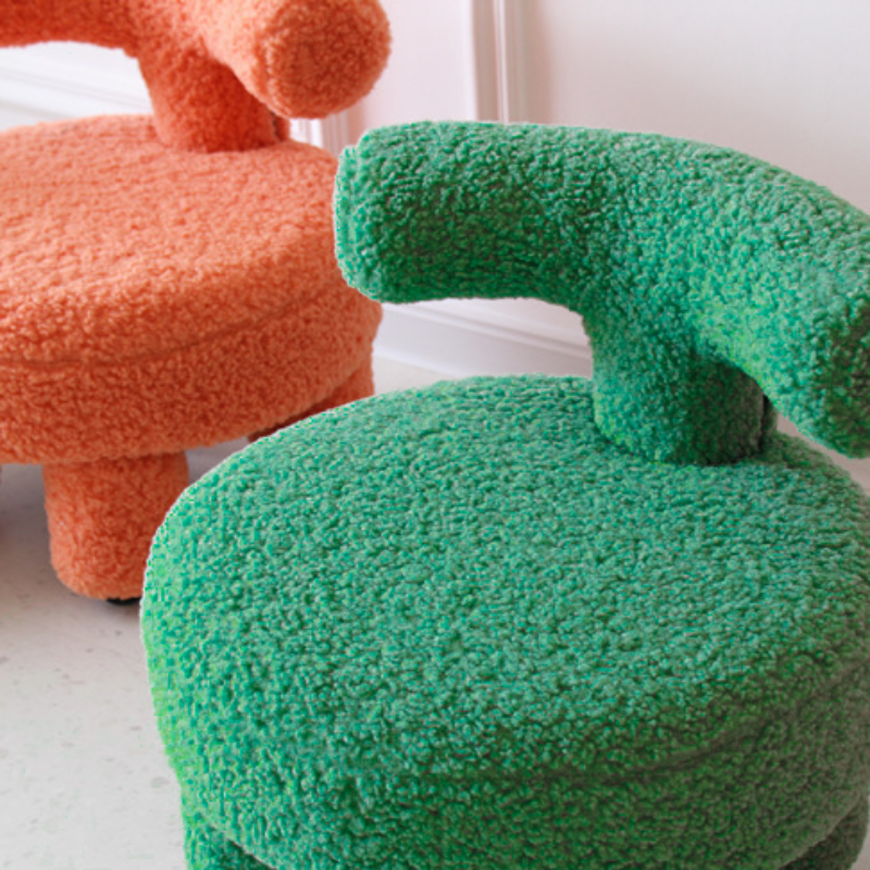 Contemporary Nordic Lambswool Wood Sponge Round Chair Backrest For Living Room