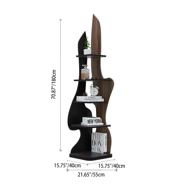 Modern Minimalist Particle Board Corner Display Rack With 5-Tier Storage For Living Room And Home Offices