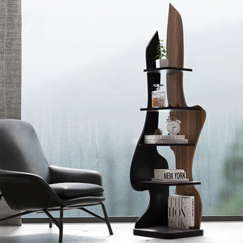 Modern Minimalist Particle Board Corner Display Rack With 5-Tier Storage For Living Room And Home Offices