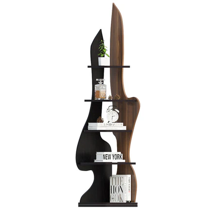 Modern Minimalist Particle Board Corner Display Rack With 5-Tier Storage For Living Room And Home Offices