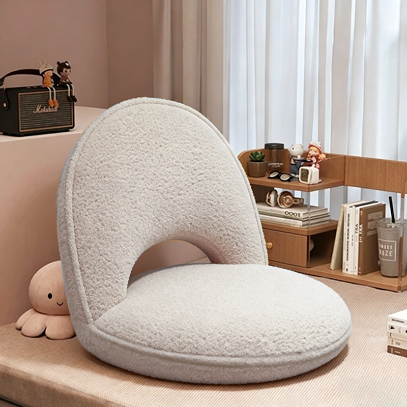 Modern Minimalist Oval Foldable Lambswool Corduroy Carbon Steel Accent Chair Backrest Armless For Living Room