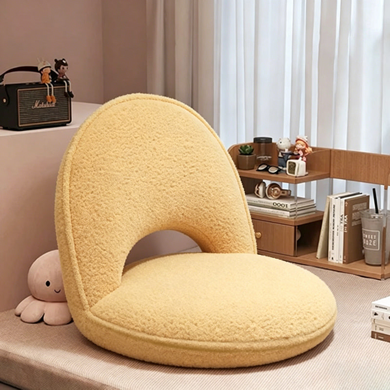 Modern Minimalist Oval Foldable Lambswool Corduroy Carbon Steel Accent Chair Backrest Armless For Living Room