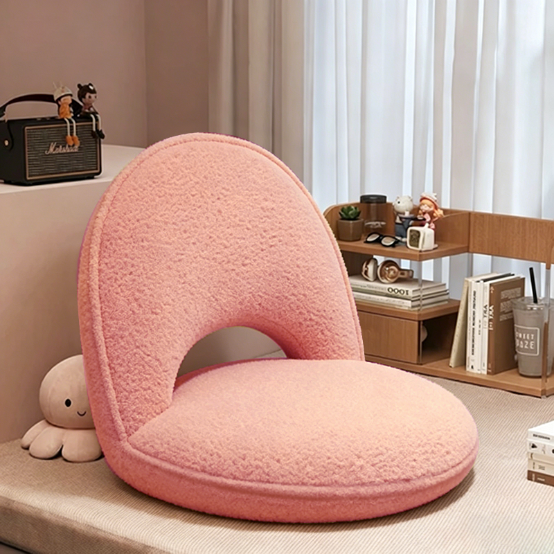 Modern Minimalist Oval Foldable Lambswool Corduroy Carbon Steel Accent Chair Backrest Armless For Living Room