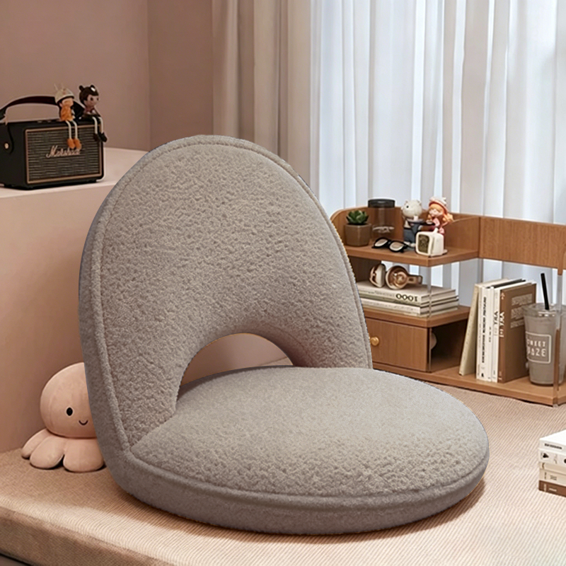 Modern Minimalist Oval Foldable Lambswool Corduroy Carbon Steel Accent Chair Backrest Armless For Living Room