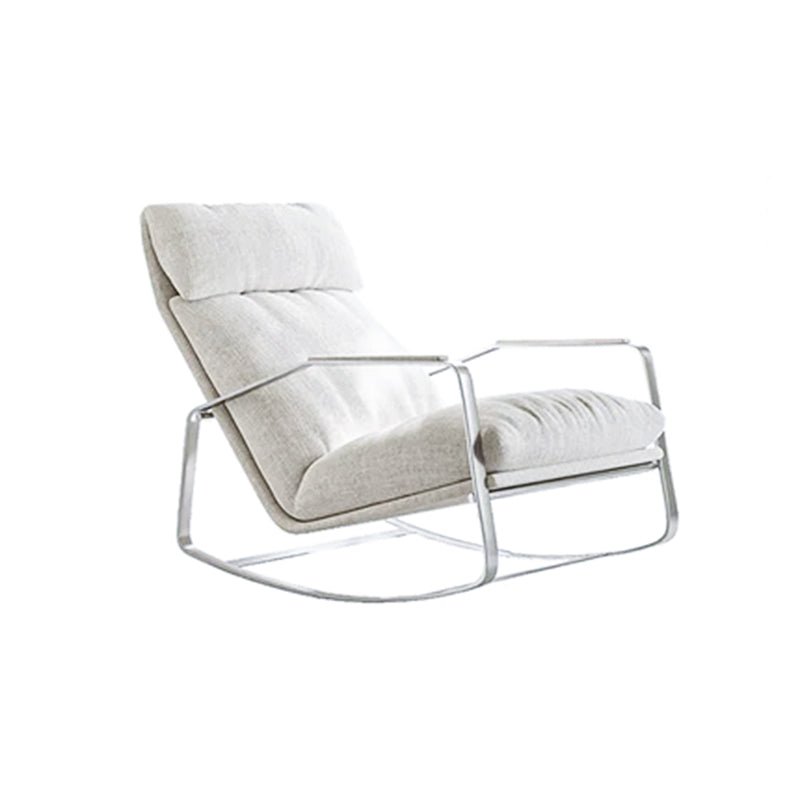 Modern Minimalist Rectangular Curved Chenille Fabric Multi-layer Plywood Stainless Steel Rocking Chair Backrest Armrest For Living Room