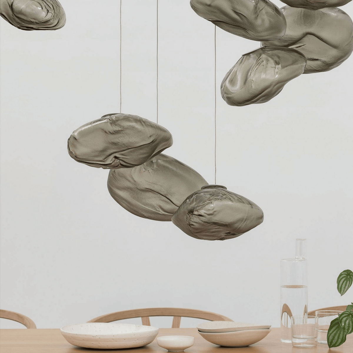 Cloud Shaped Glass Pendant Light, Smoky Gray, Clear or Amber
