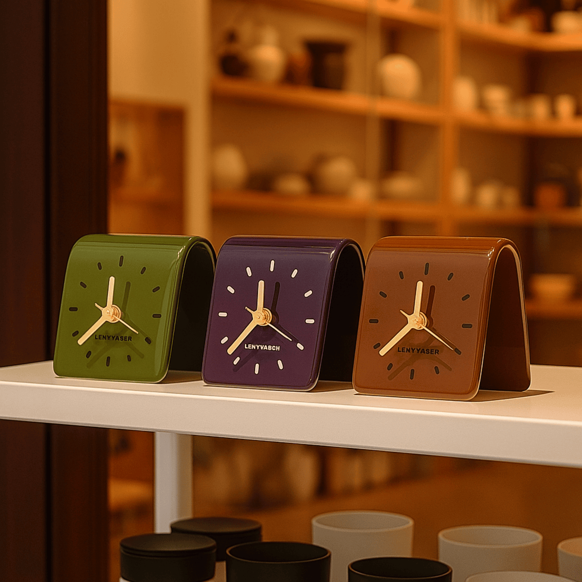 Ceramic Desk Clock, Silent Minimalist Square Table Clock