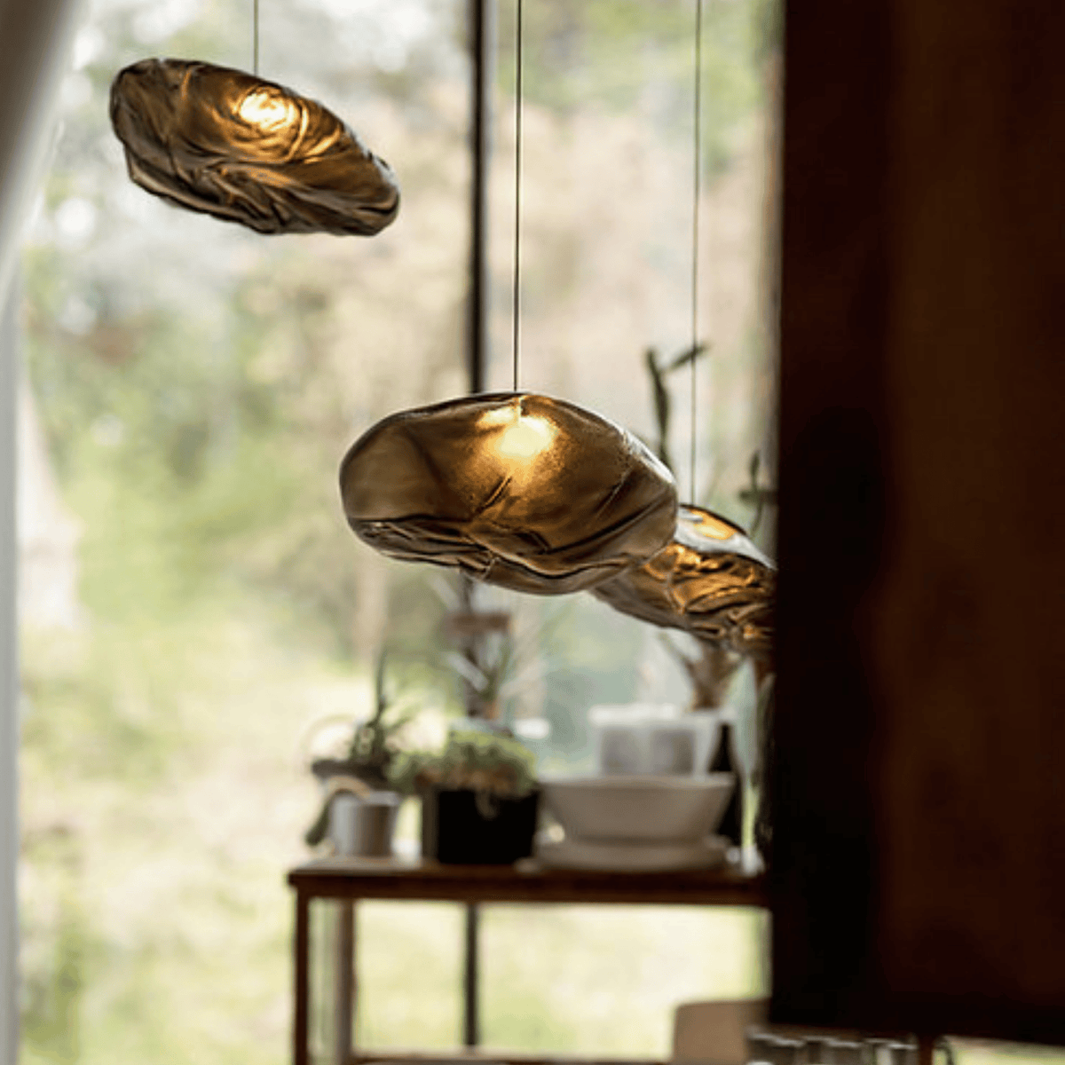 Cloud Shaped Glass Pendant Light, Smoky Gray, Clear or Amber