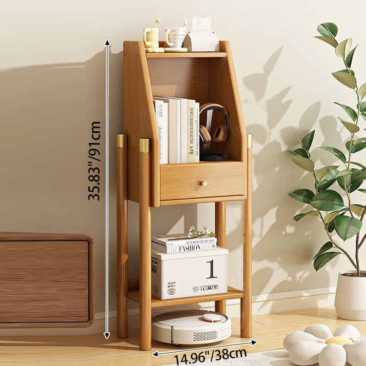 Vintage Bamboo Sideboard 3/4-Tier Display Rack With Drawer