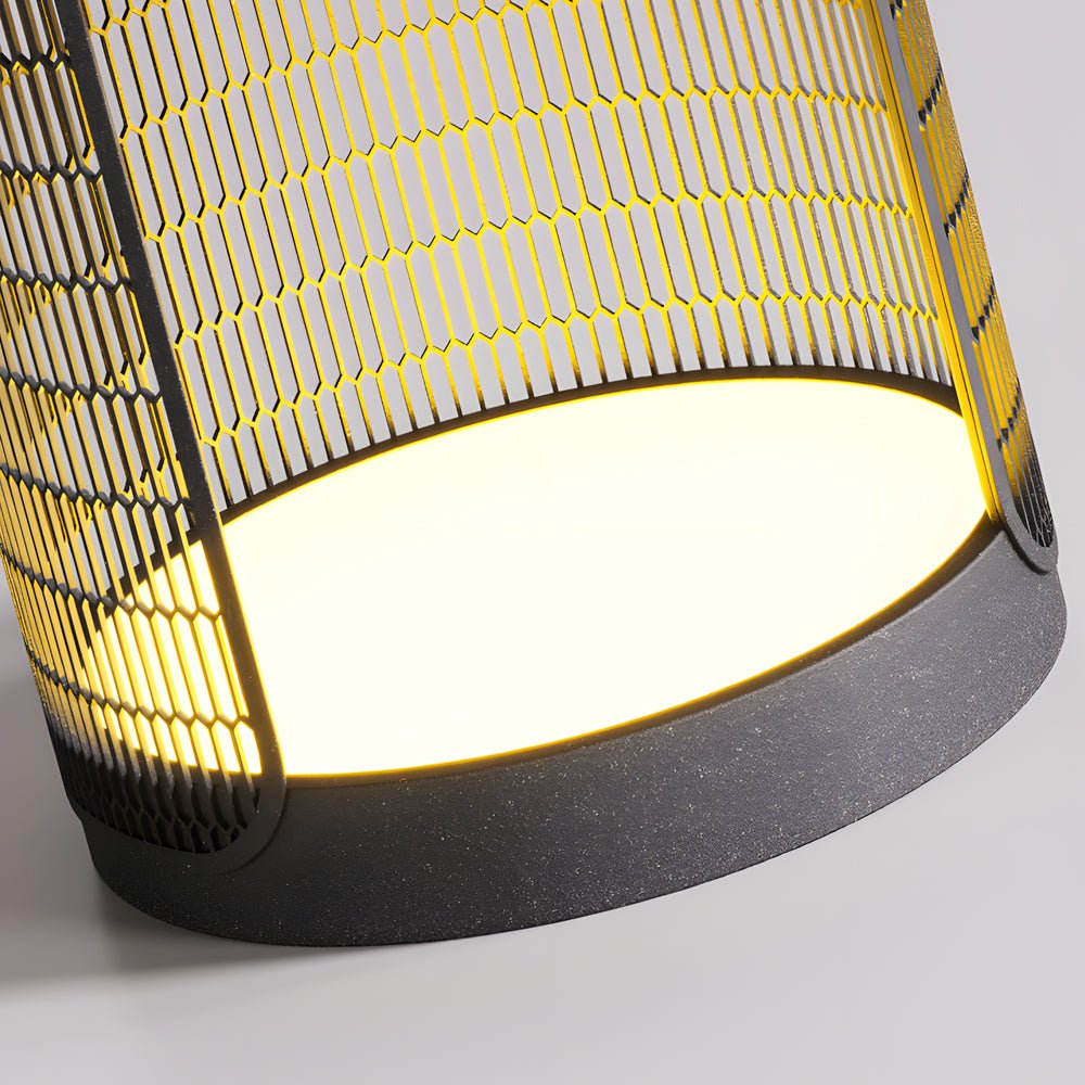 Open Mesh Lantern Floor Lamp, Black Stainless Steel Patio Light