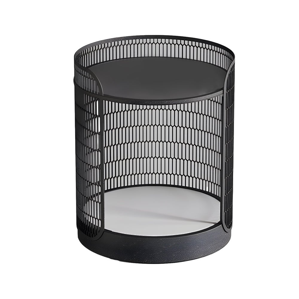 Open Mesh Lantern Floor Lamp, Black Stainless Steel Patio Light