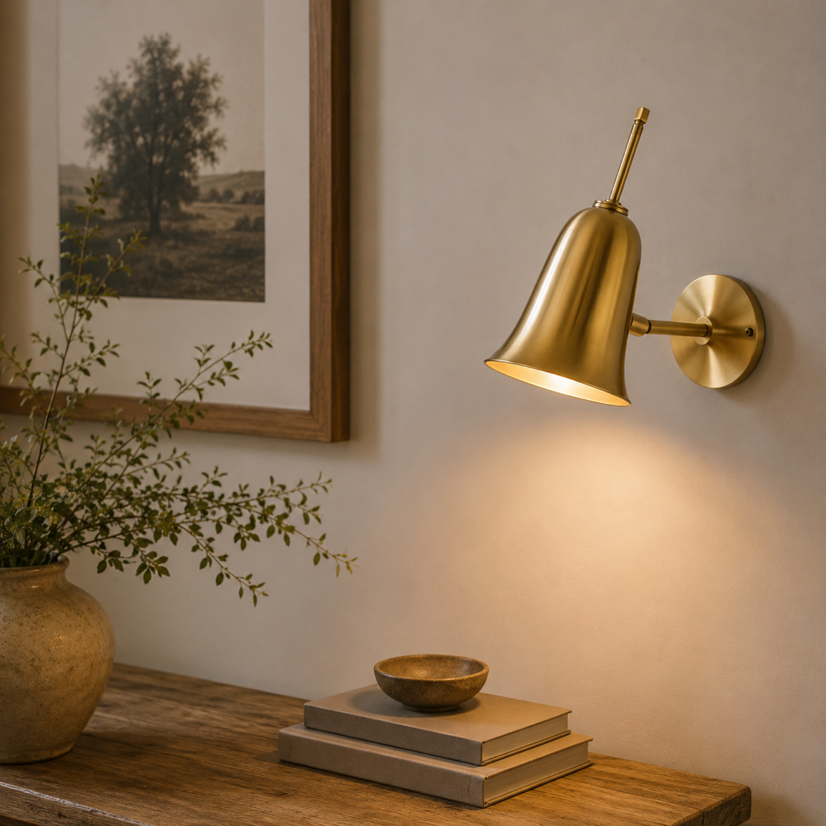 Adjustable Bell Shade Wall Lamp, Solid Copper Reading