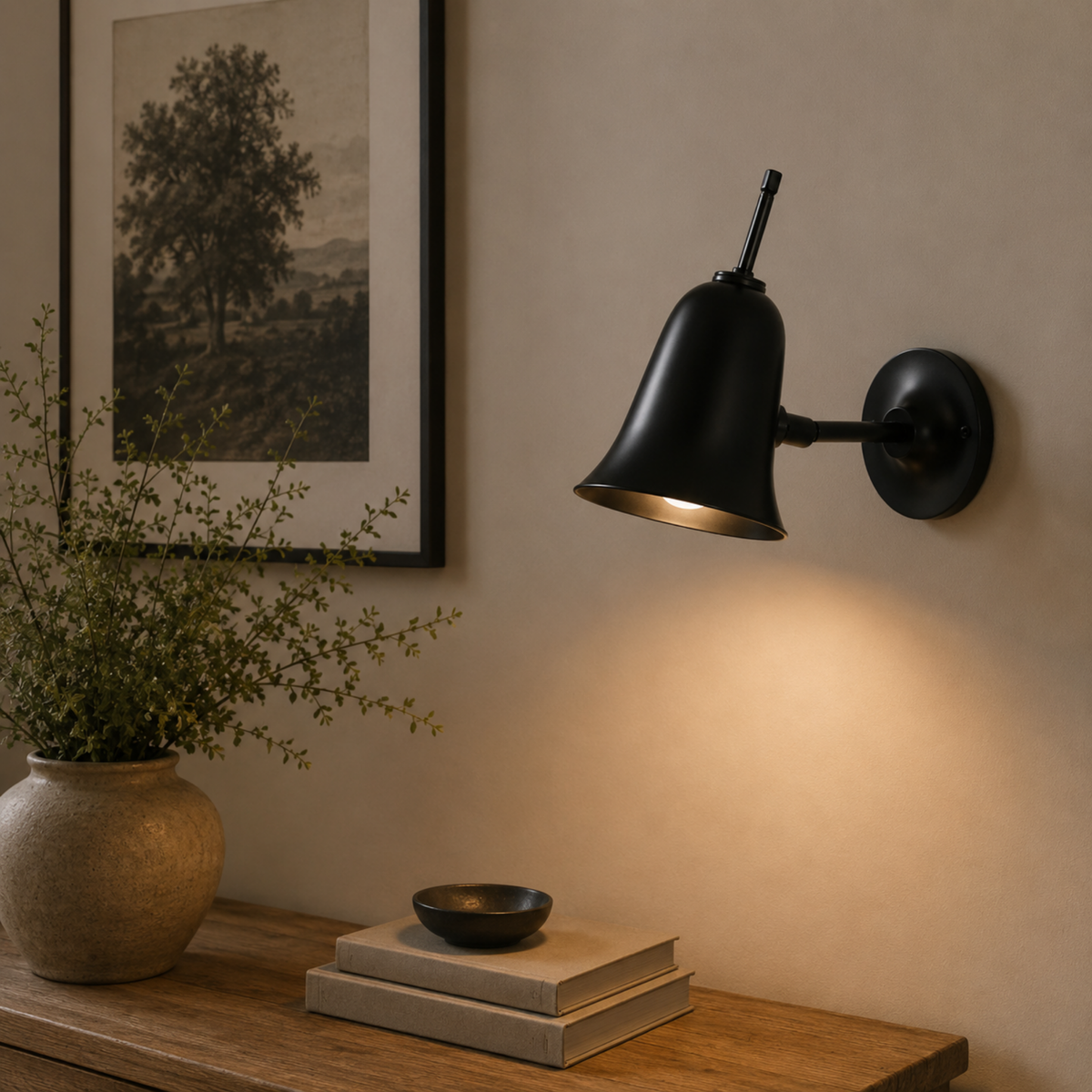 Adjustable Bell Shade Wall Lamp, Solid Copper Reading