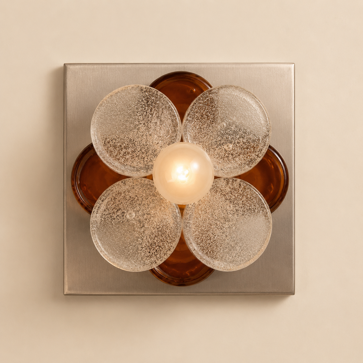 Bauhaus Glass Flower Wall Lamp, Textured Disc Sconce