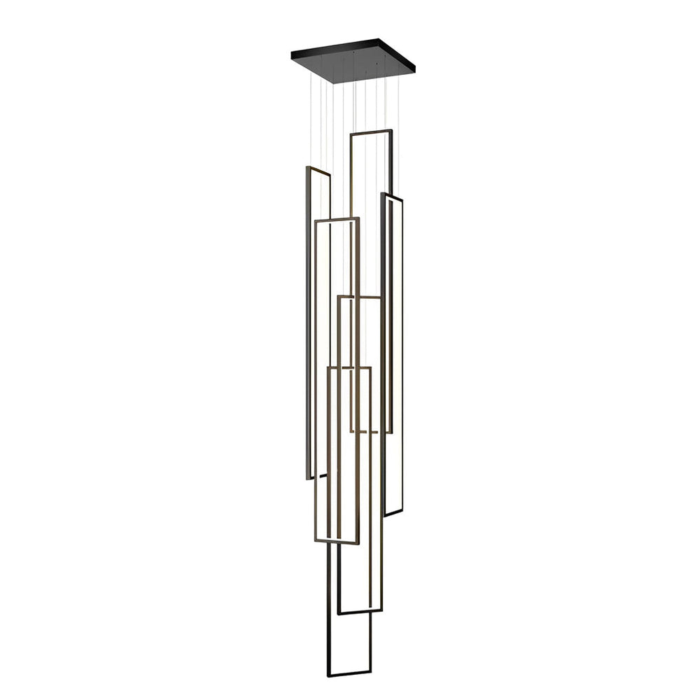 Rectangular Frame Stair Chandelier, Black Aluminum LED