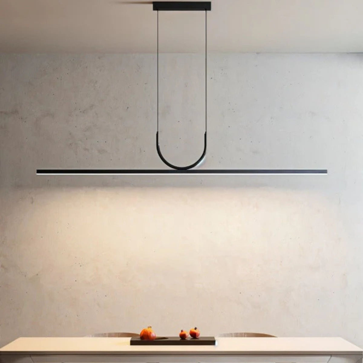 Black Wave Linear LED Pendant Light, Minimalist Curve