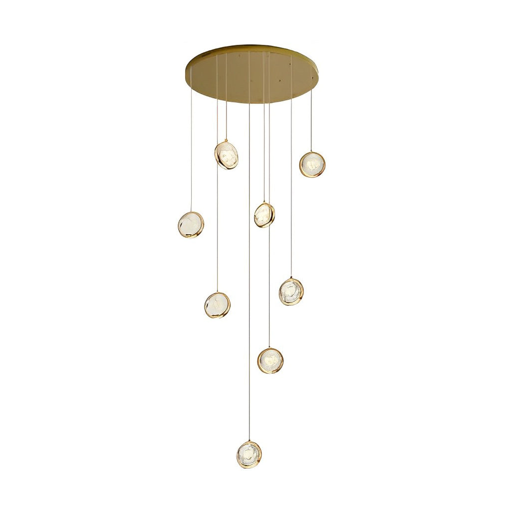 Crystal Cluster Staircase Chandelier, Stainless Steel LED