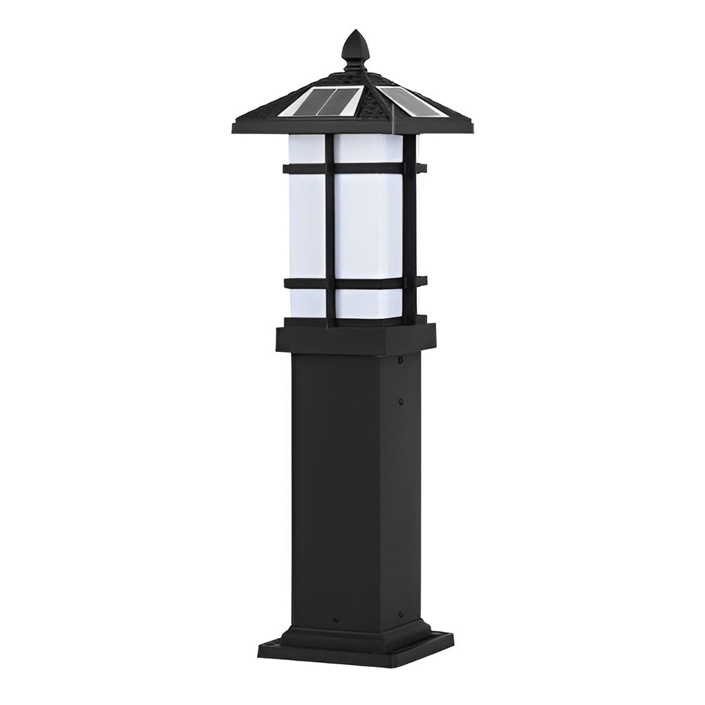 Pagoda Top Solar Bollard Light, Tiered Aluminum Garden Light, view 12