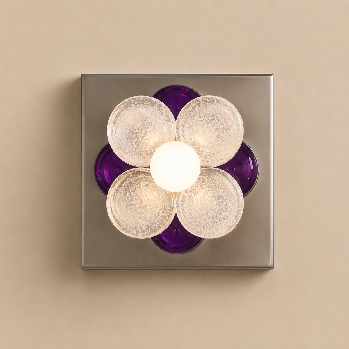 Bauhaus Glass Flower Wall Lamp, Textured Disc Sconce