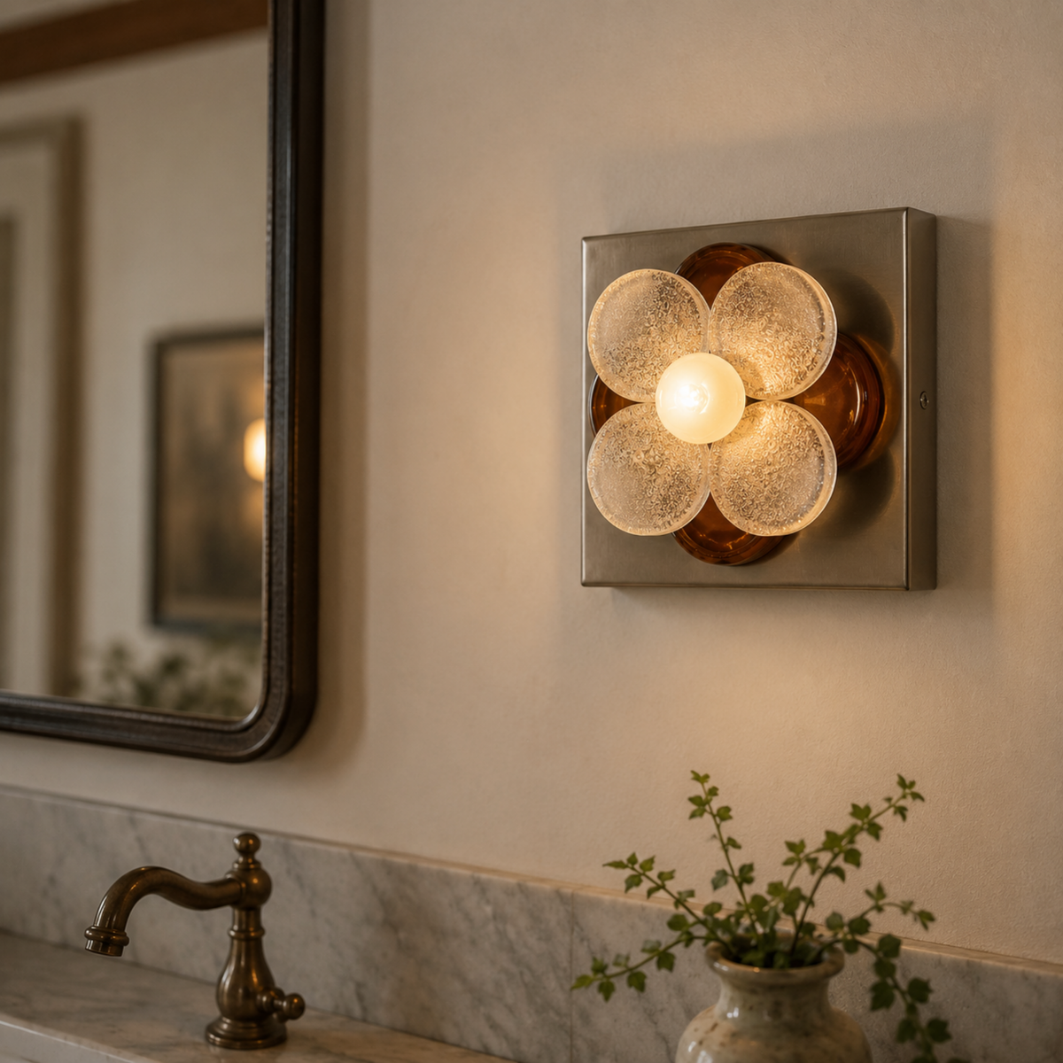 Bauhaus Glass Flower Wall Lamp, Textured Disc Sconce