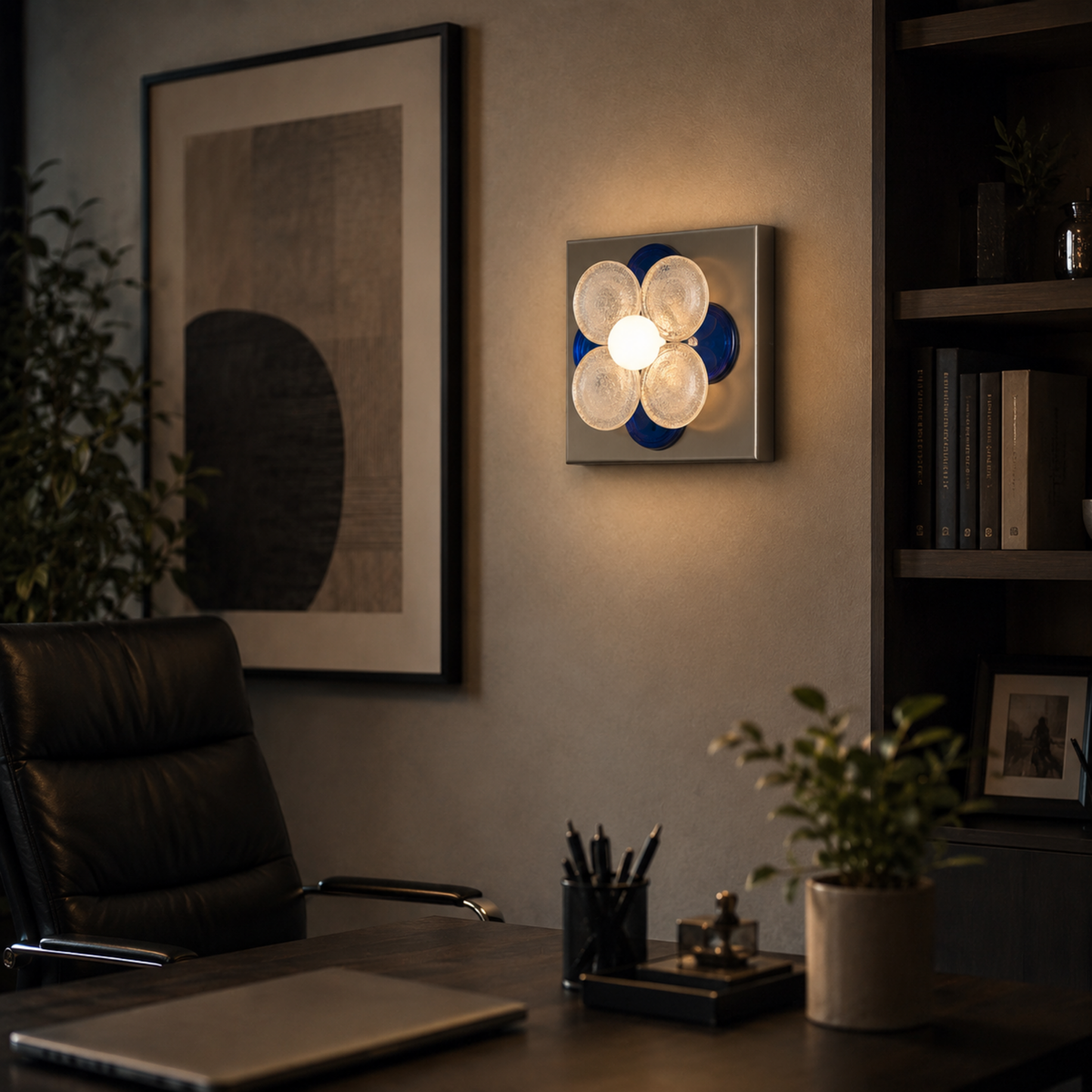 Bauhaus Glass Flower Wall Lamp, Textured Disc Sconce
