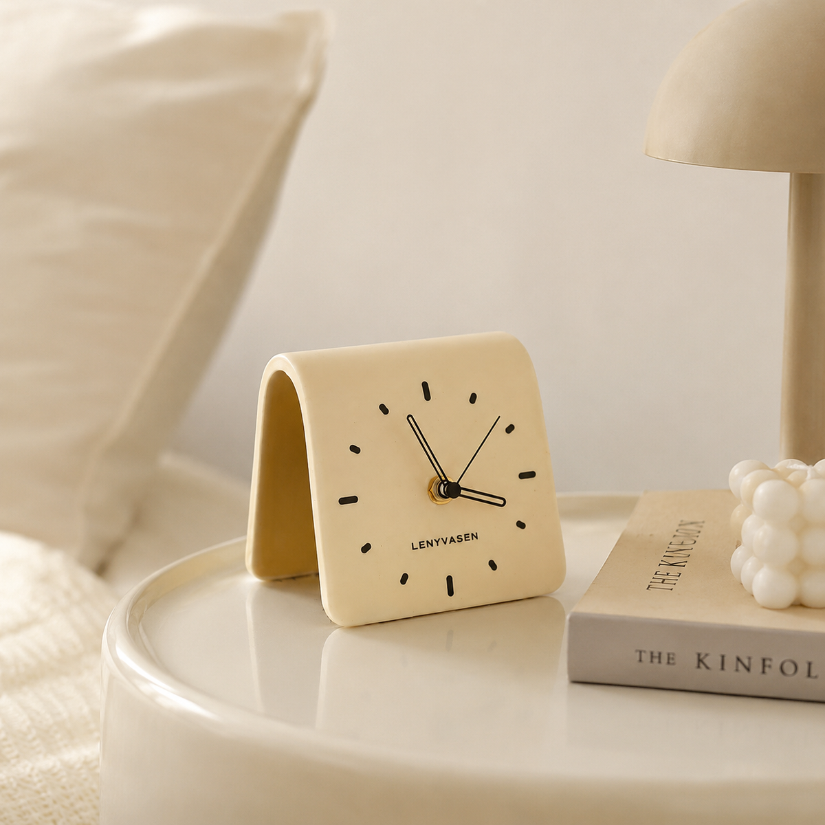 Ceramic Desk Clock, Silent Minimalist Square Table Clock