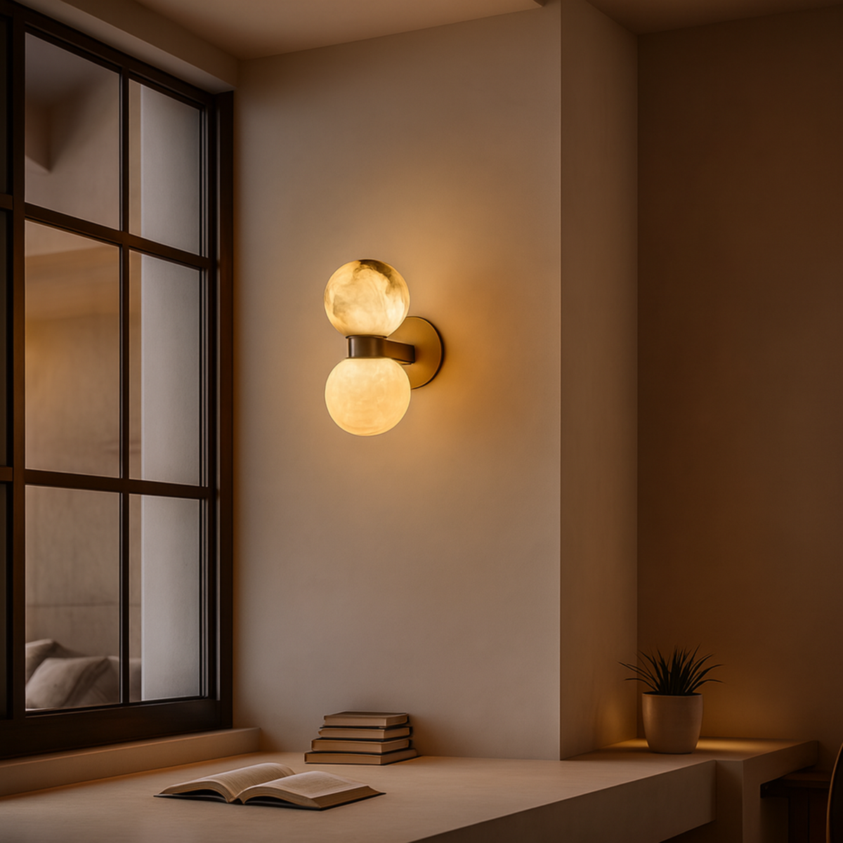 Marble Dual Globe Wall Sconce, Polished Gold Nordic Light