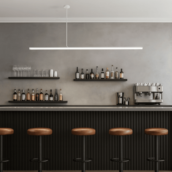Matte White Nordic Linear LED Pendant, Remote Dimmable