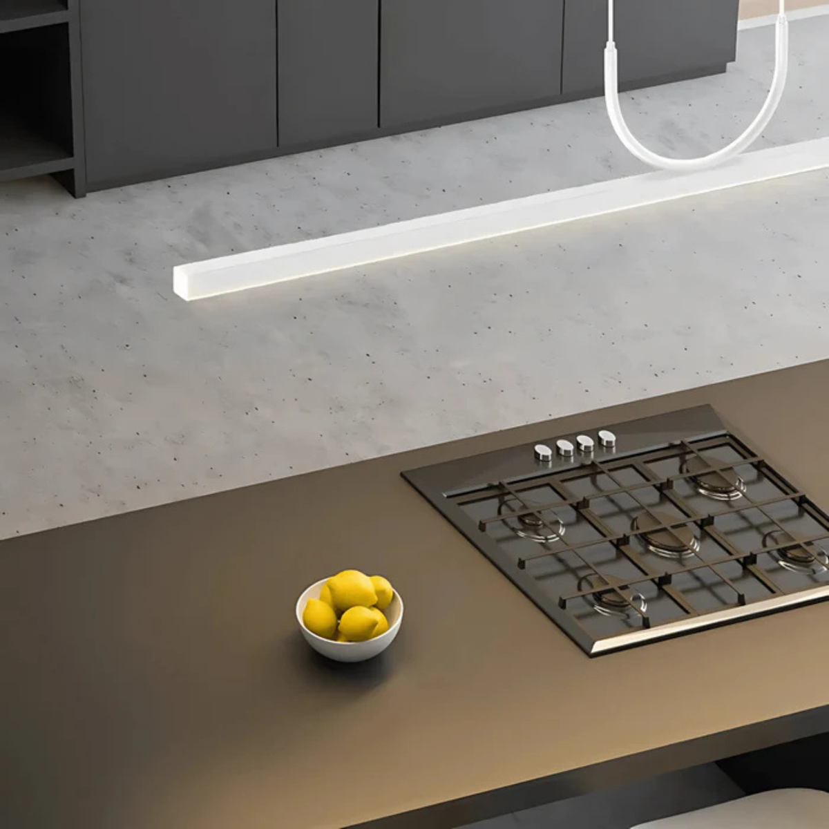 White Wave Linear LED Pendant Light, Minimalist Curve