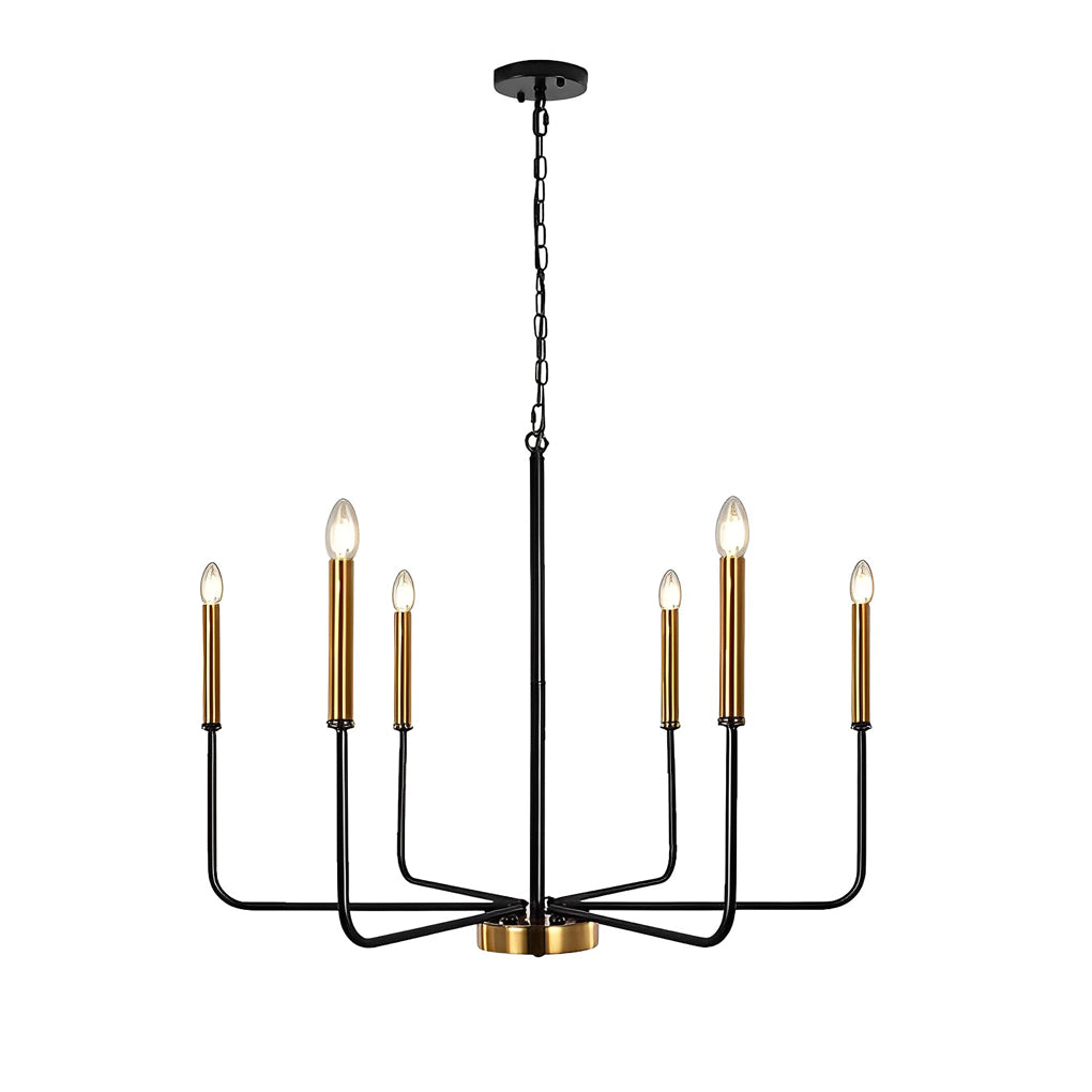 Slim Taper Candle Chandelier, Black Iron Farmhouse Ceiling Light 7