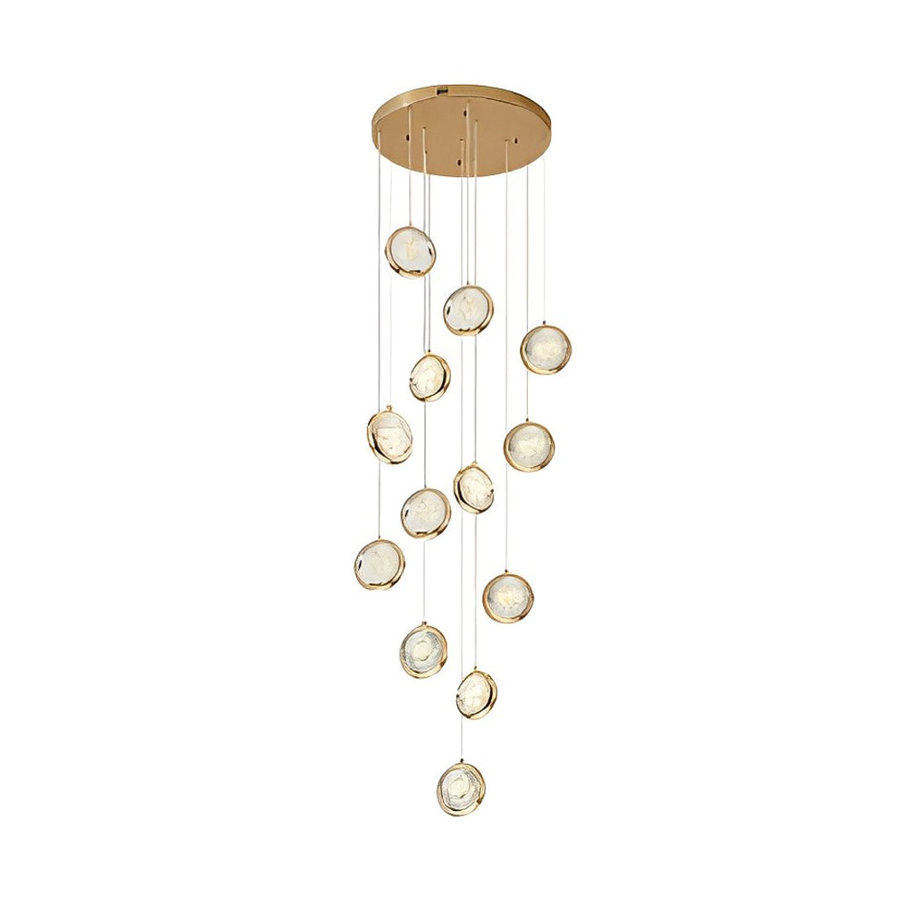 Crystal Cluster Staircase Chandelier, Stainless Steel LED