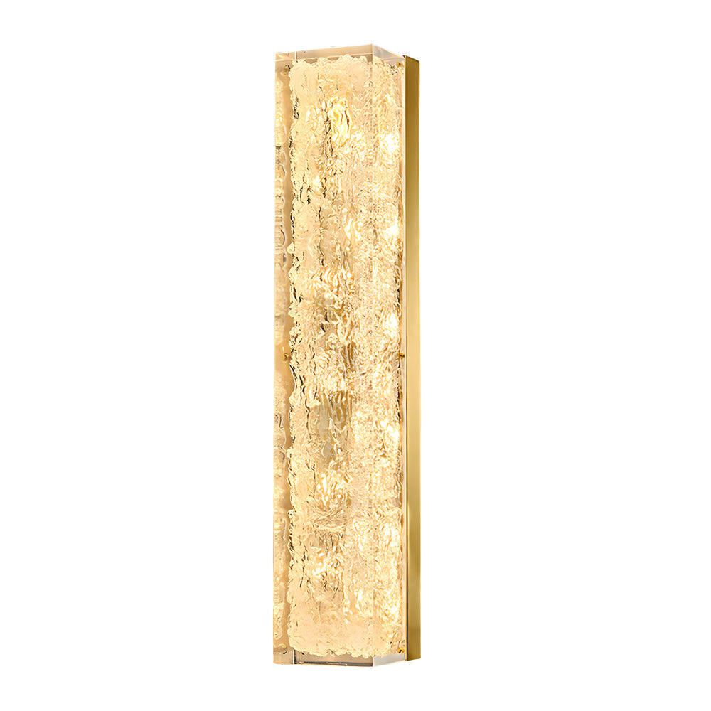 Ice Resin Wall Sconce, Brass Frame Rectangular Wall Light