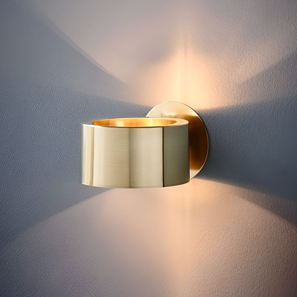 Curved Band Wall Sconce, Brushed Gold Up and Down Light