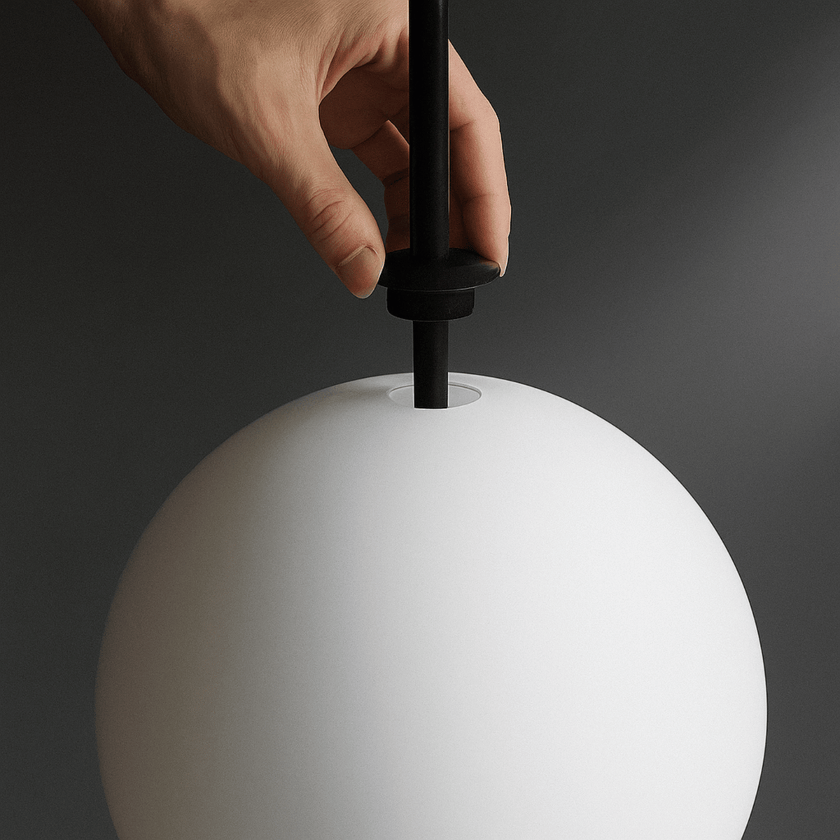 Frosted White Glass Globe Totem Pendant, Stacked Spheres