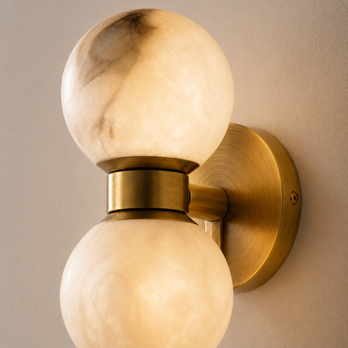 Marble Dual Globe Wall Sconce, Polished Gold Nordic Light