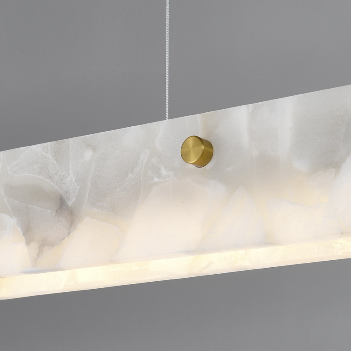 Natural Marble Linear Pendant Light, Brushed Gold LED