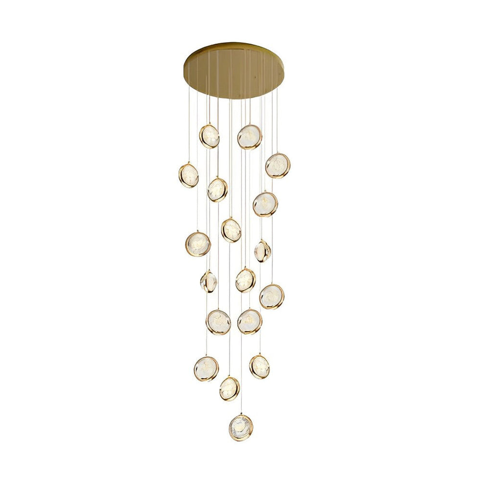 Crystal Cluster Staircase Chandelier, Stainless Steel LED