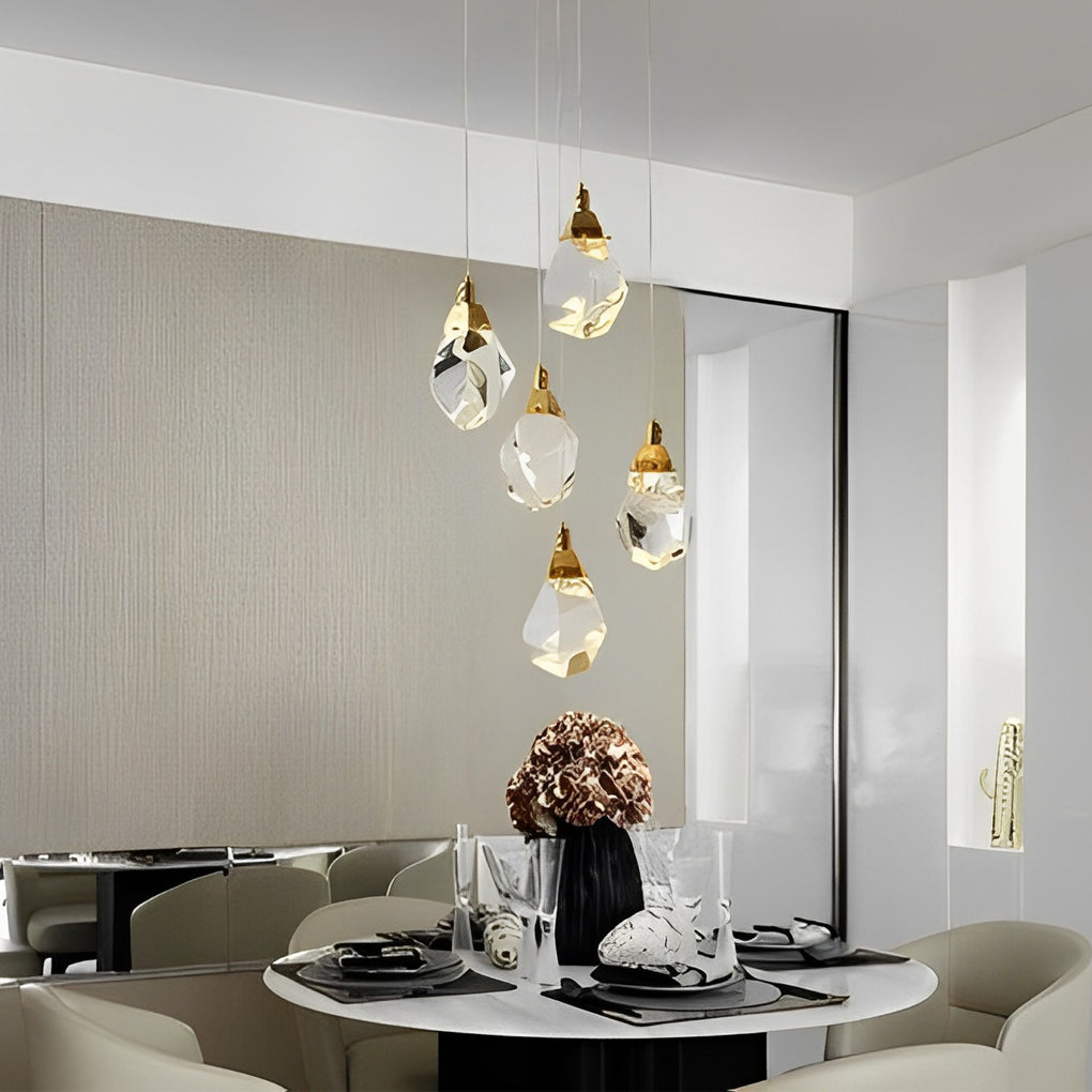 Spiral Crystal Staircase Chandelier, Gold and Crystal LED