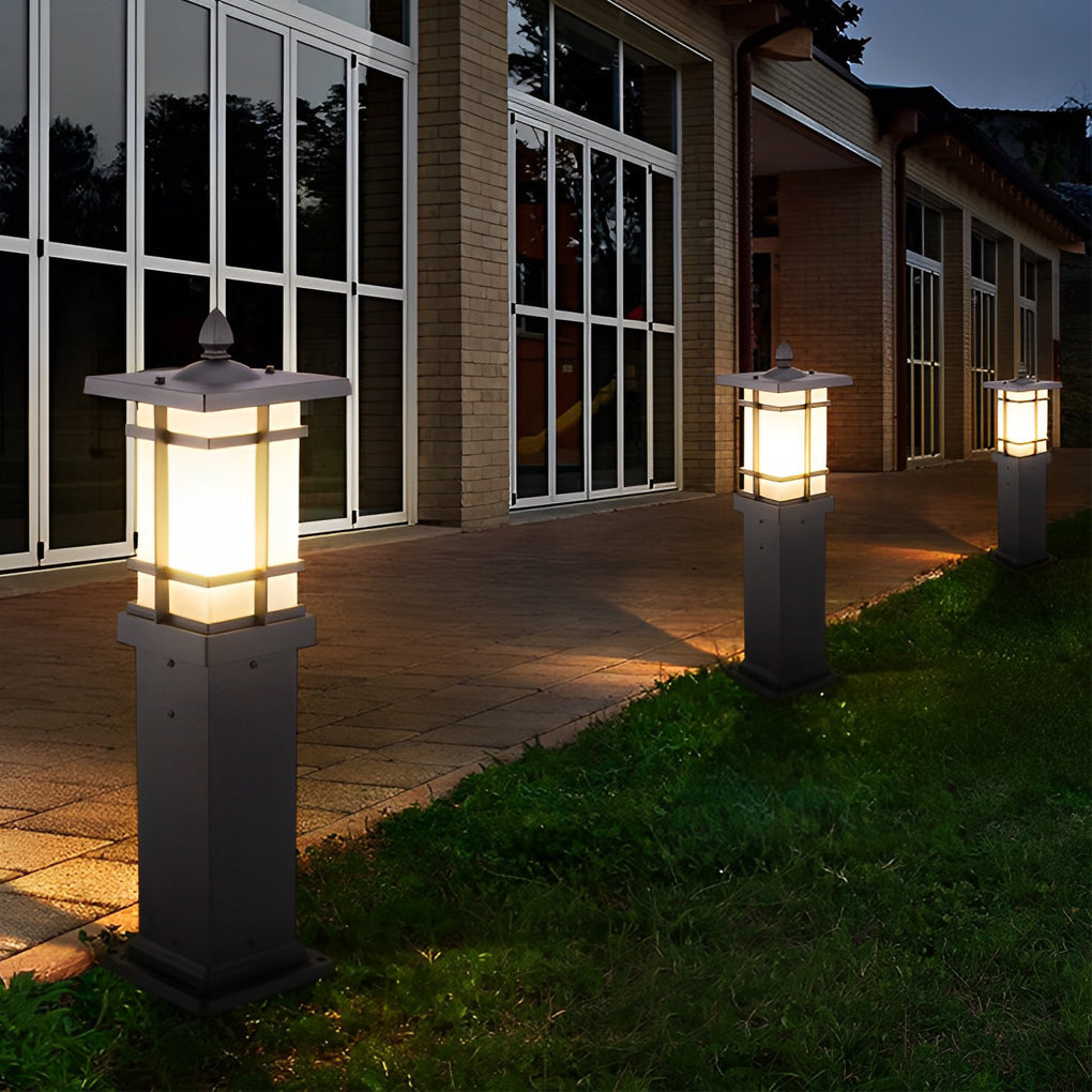 Pagoda Top Solar Bollard Light, Tiered Aluminum Garden Light, view 3