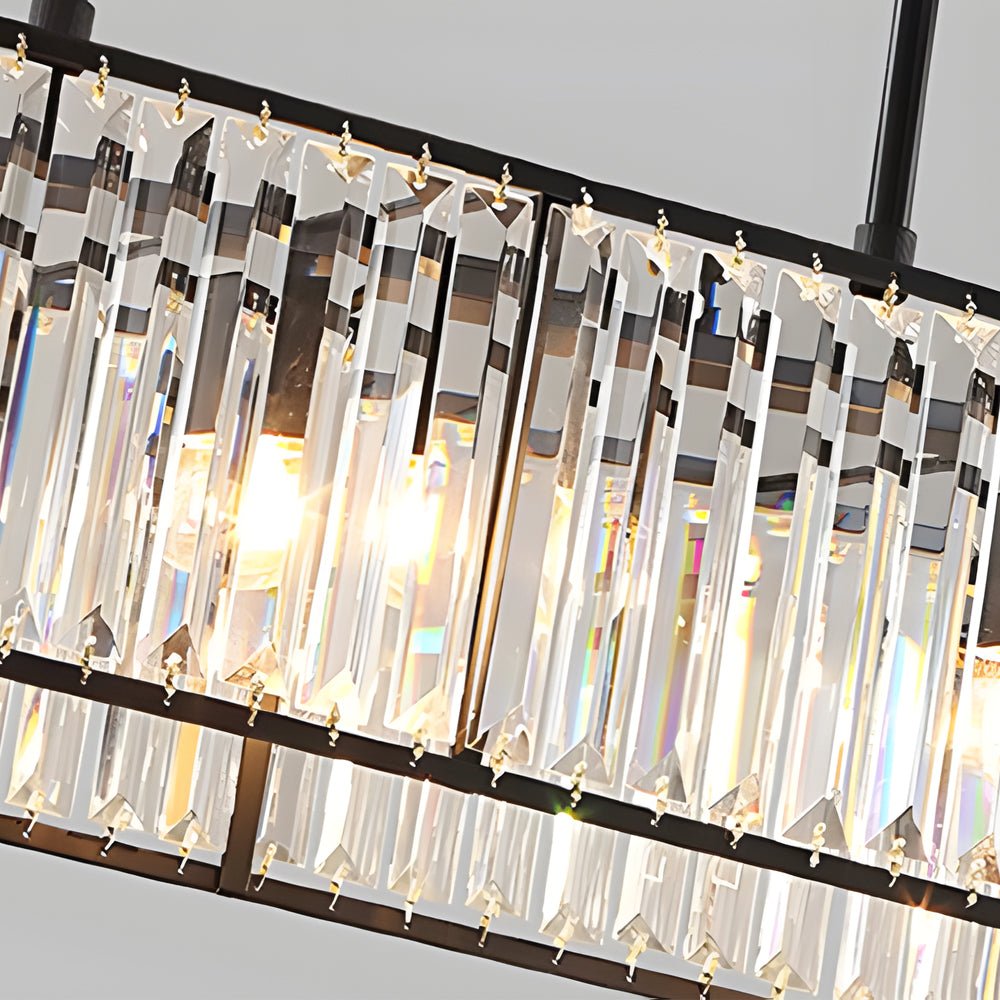 Prism Box Crystal Chandelier, Iron Rectangular Island Light 5