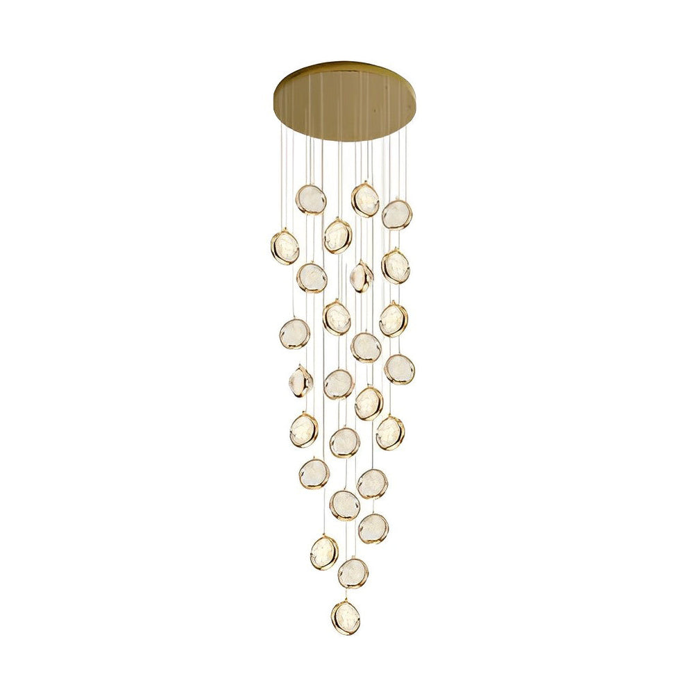 Crystal Cluster Staircase Chandelier, Stainless Steel LED