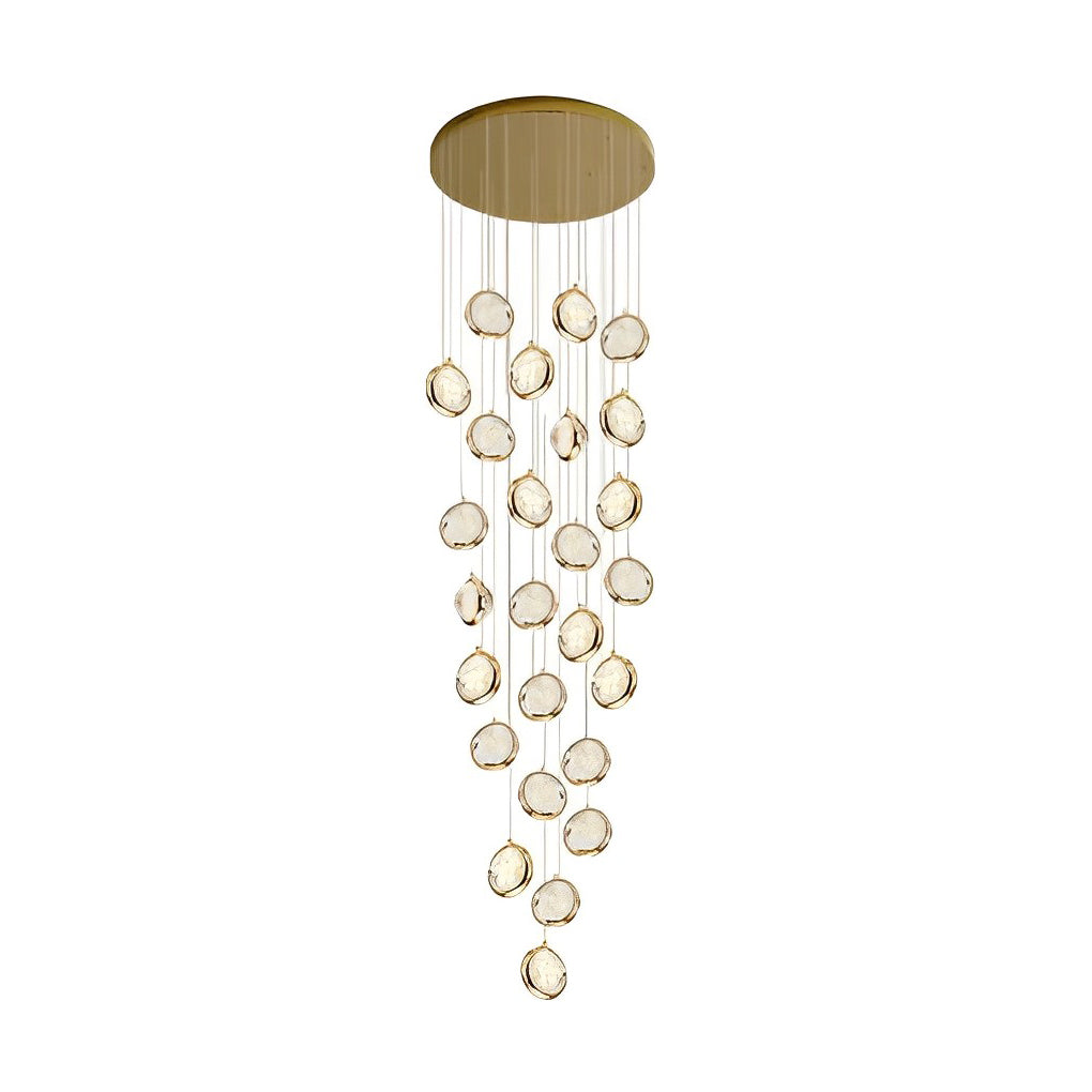Crystal Cluster Staircase Chandelier, Stainless Steel LED