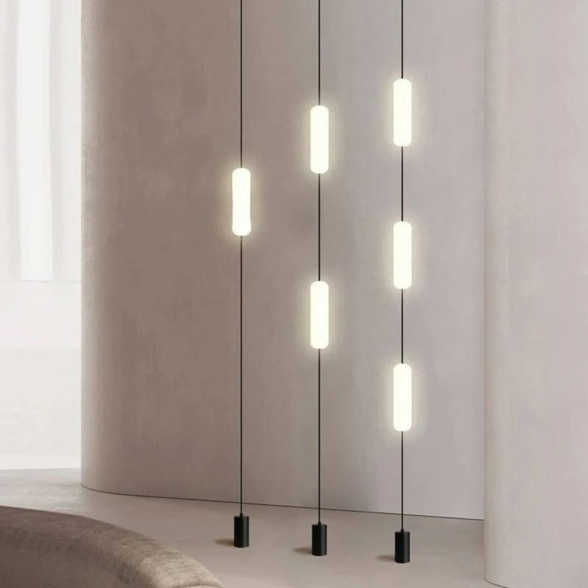 Floor to Ceiling Linear LED Tube Lamp, Minimal Pole Light