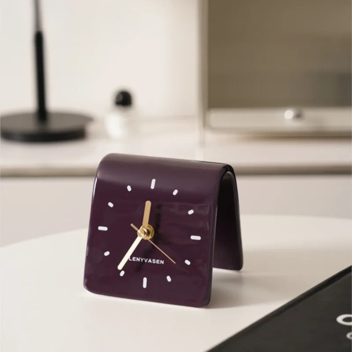 Ceramic Desk Clock, Silent Minimalist Square Table Clock