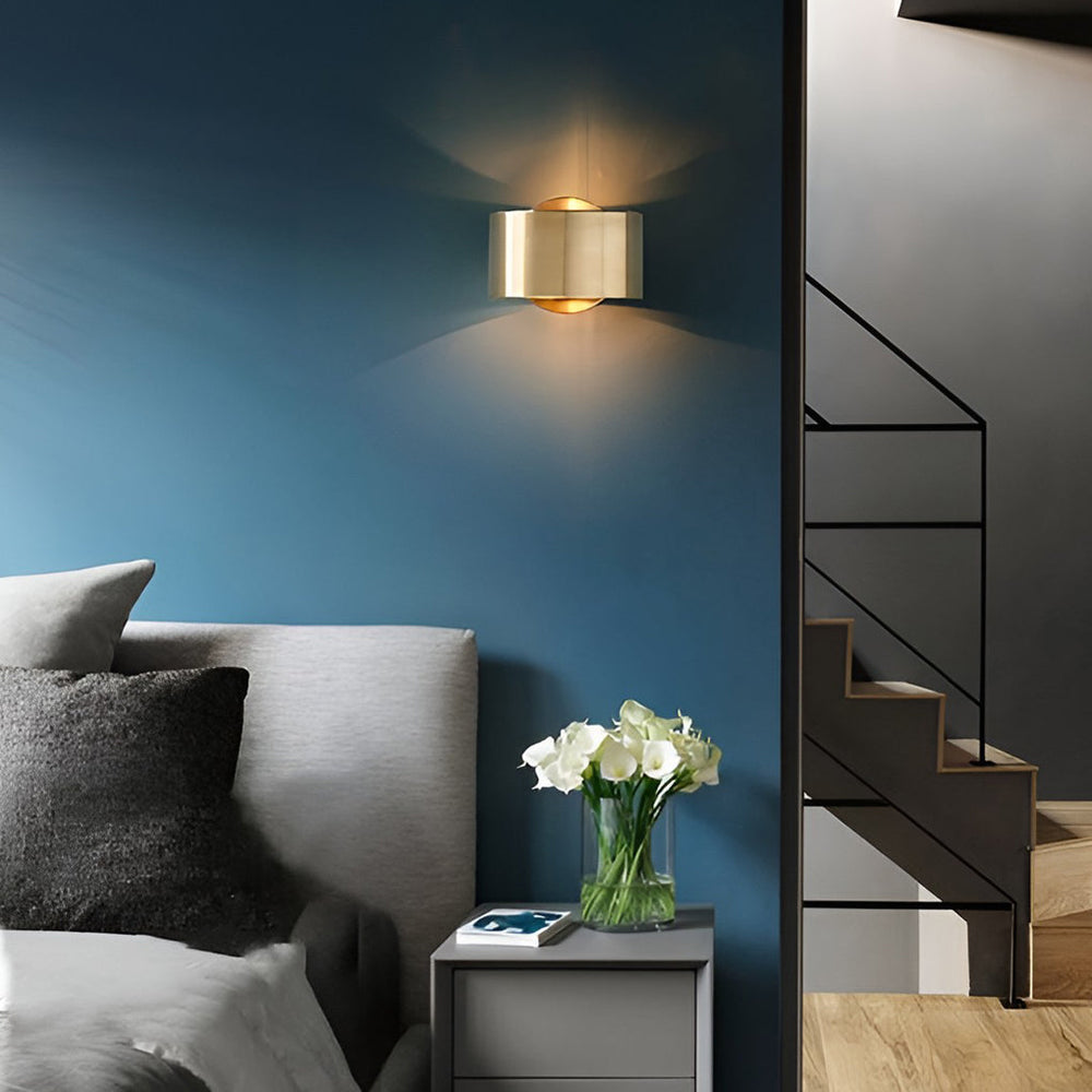 Curved Band Wall Sconce, Brushed Gold Up and Down Light