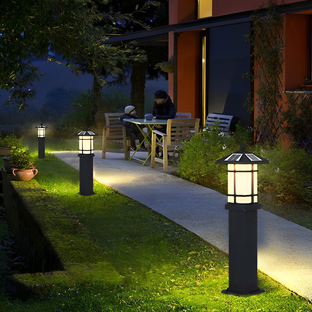 Pagoda Top Solar Bollard Light, Tiered Aluminum Garden Light, view 5